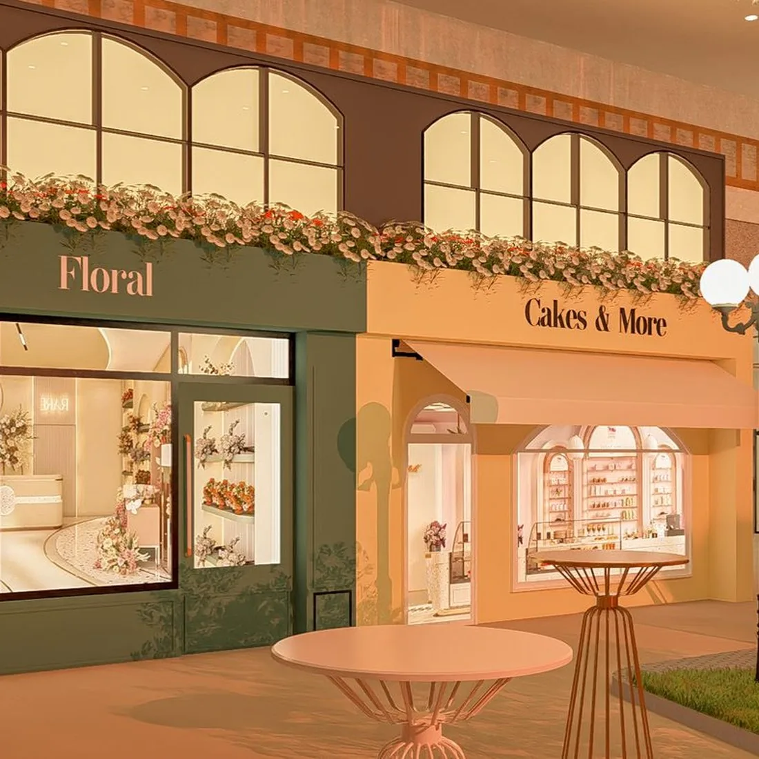 3D concept render — retail streetscape