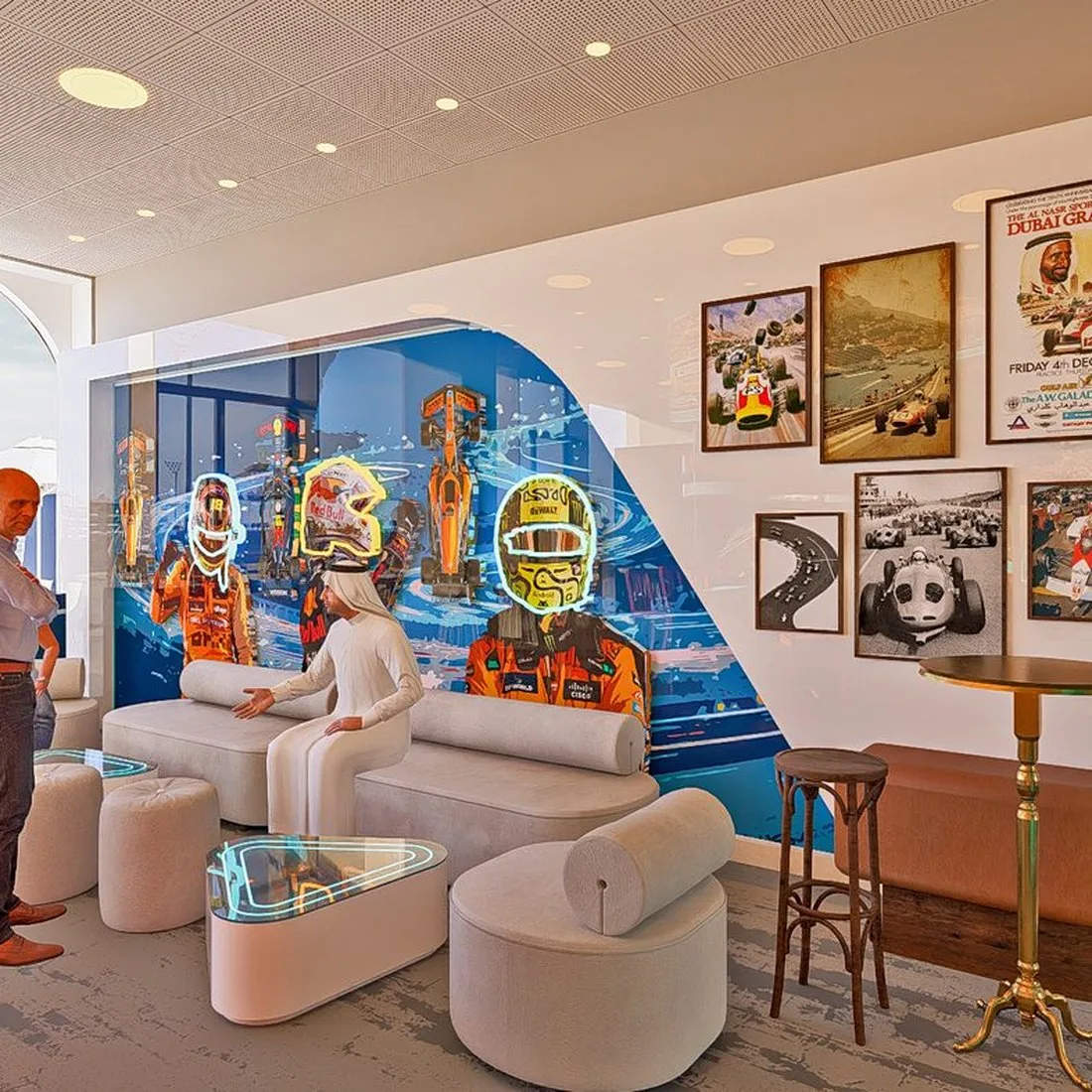 3D concept render — F1 hospitality lounge