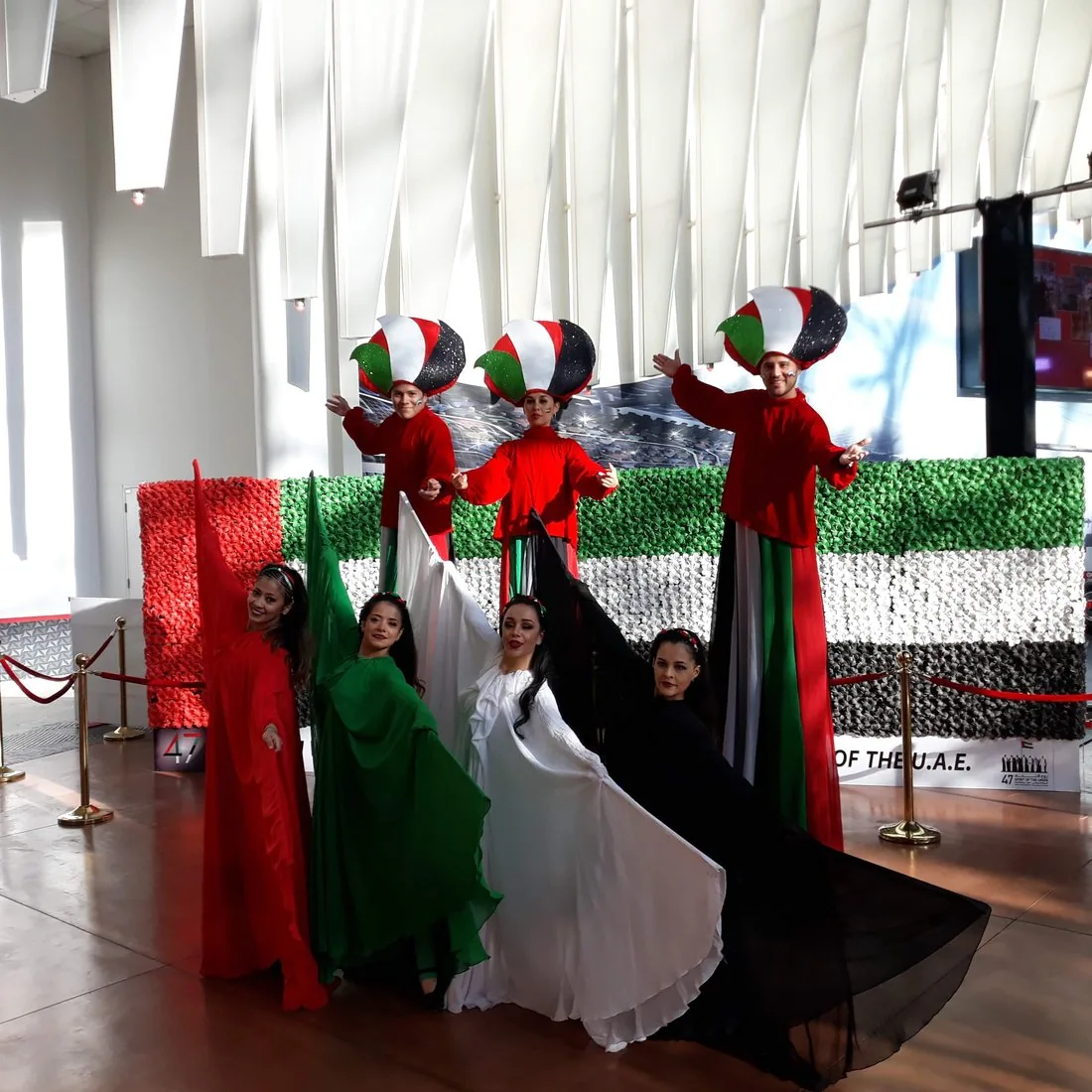Ferrari World UAE National Day stilt walkers