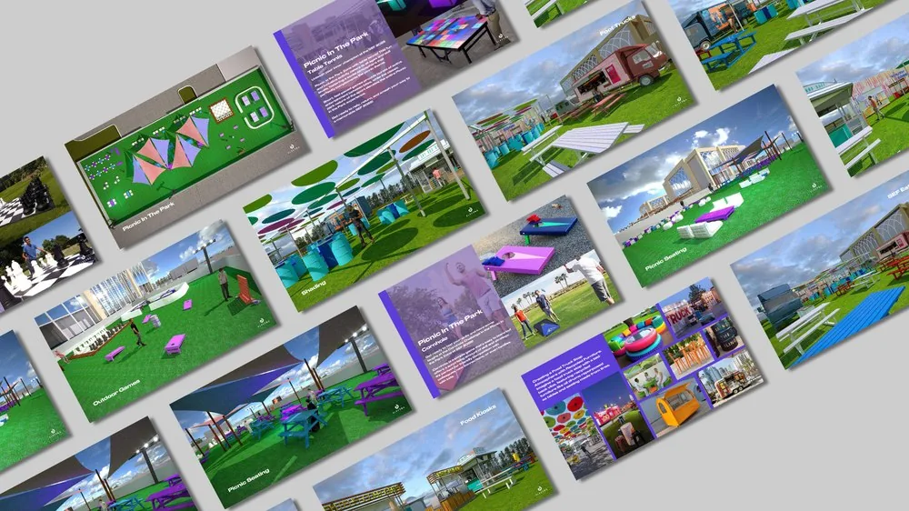 Pitch deck design for Picnic in the Park, an outdoor family activation concept