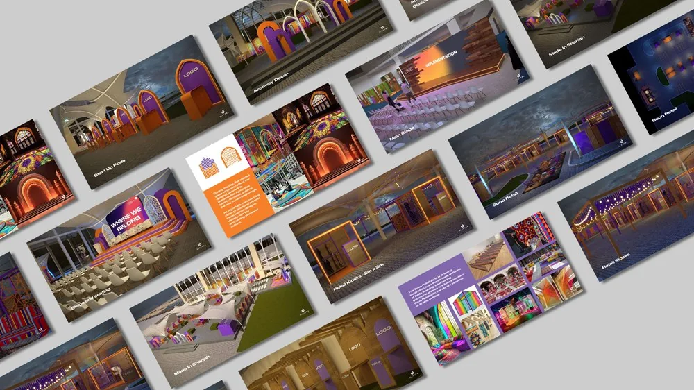 Pitch deck design for Where We Belong, a Sharjah heritage souk retail concept