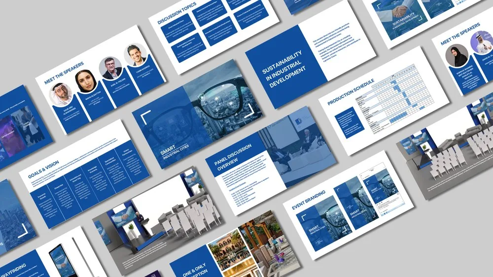 Pitch deck design for a Smart Industrial Cities sustainability conference, UAE