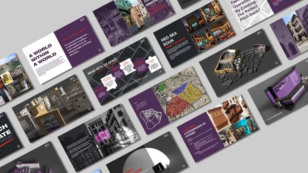 Pitch deck design for Red Sea Souk, an immersive market concept, Saudi Arabia