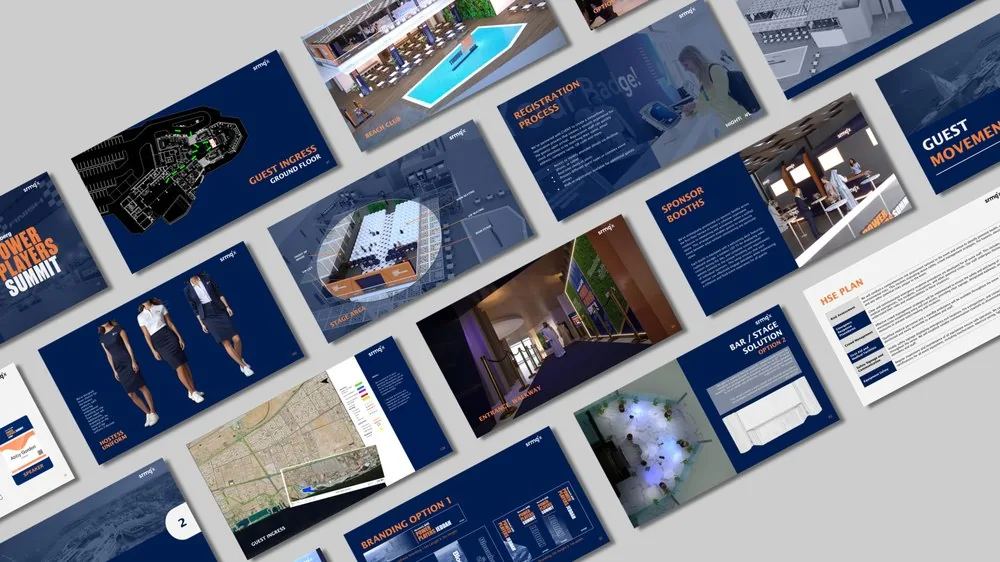 Pitch deck design for a corporate summit event operations plan